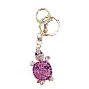Pink Rhinestone Turtle Bag Charm
